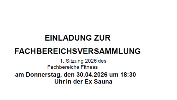 Einladung zur Fachbereichsversammlung Fitness